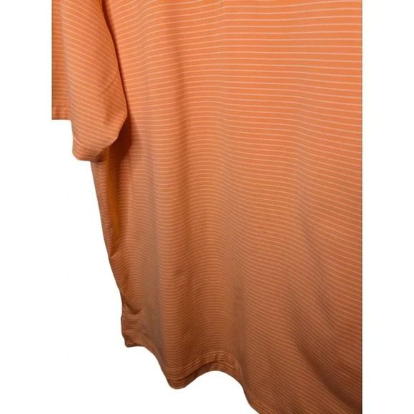 Peter Millar Summer Comfort Mens Orange White Striped Performance Polo Size L - Picture 6 of 11